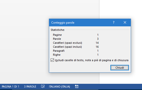 Contare i caratteri in Word